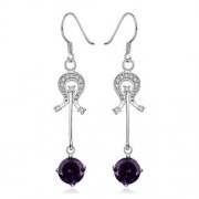 PAIR OF STYLISH CHIC WOMEN'S RHINESTONE DRIP PENDANT EARRINGS (PURPLE)