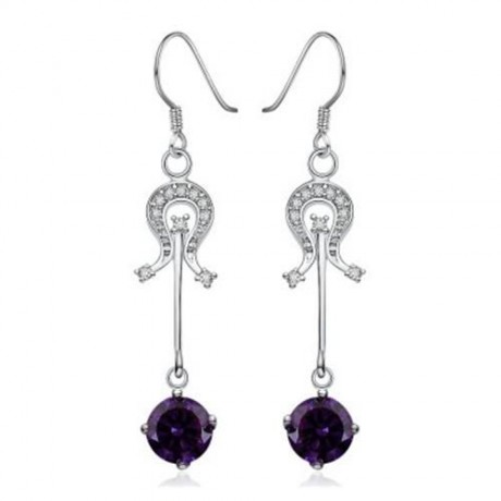 PAIR OF STYLISH CHIC WOMEN'S RHINESTONE DRIP PENDANT EARRINGS (PURPLE)