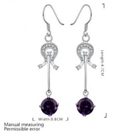 PAIR OF STYLISH CHIC WOMEN'S RHINESTONE DRIP PENDANT EARRINGS (PURPLE)
