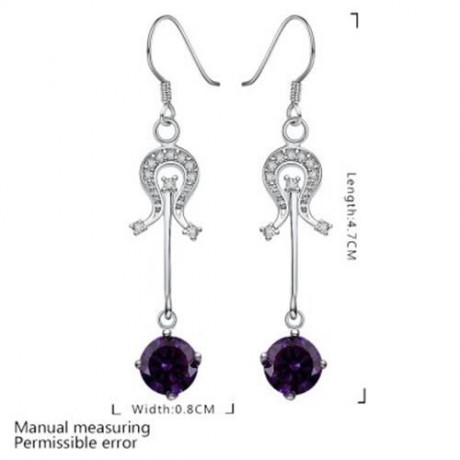 PAIR OF STYLISH CHIC WOMEN'S RHINESTONE DRIP PENDANT EARRINGS (PURPLE)