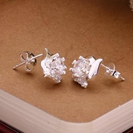 PAIR OF STYLISH CHIC WOMEN'S RHINESTONE INLAID EARRINGS (WHITE)