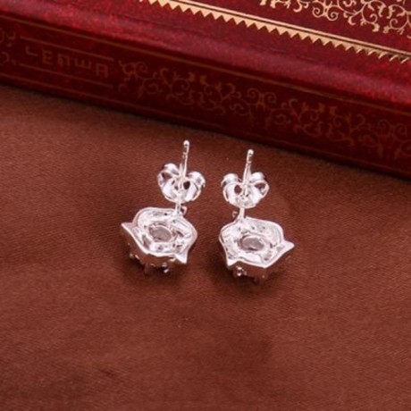 PAIR OF STYLISH CHIC WOMEN'S RHINESTONE INLAID EARRINGS (WHITE)