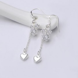 PAIR OF DELICATE WOMEN'S RHINESTONE INLAID FLORAL EARRINGS (WHITE)