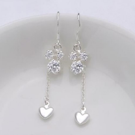 PAIR OF DELICATE WOMEN'S RHINESTONE INLAID FLORAL EARRINGS (WHITE)