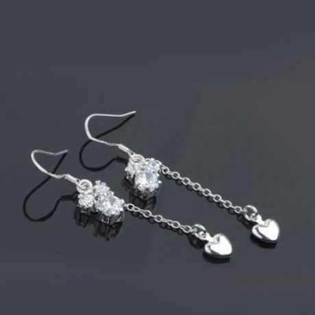 PAIR OF DELICATE WOMEN'S RHINESTONE INLAID FLORAL EARRINGS (WHITE)