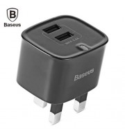 BASEUS FUNZI DUAL USB 2.4A SMART TRAVEL CHARGER UK PLUG (BLACK)