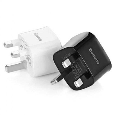 BASEUS FUNZI DUAL USB 2.4A SMART TRAVEL CHARGER UK PLUG (BLACK)
