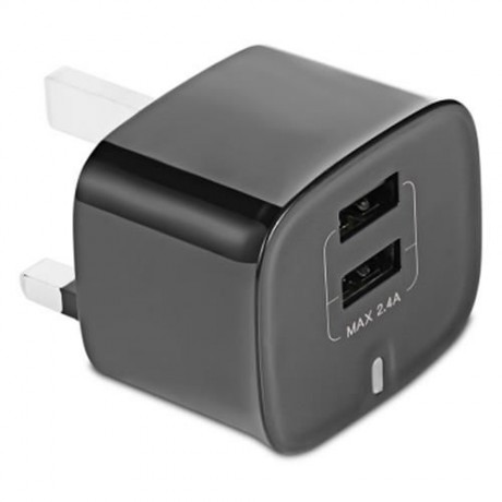 BASEUS FUNZI DUAL USB 2.4A SMART TRAVEL CHARGER UK PLUG (BLACK)