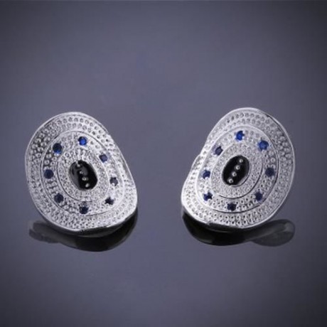 PAIR OF CHIC WOMEN'S BEAD EMBELLISHED EARRINGS (BLUE)