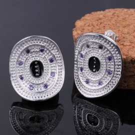 PAIR OF CHIC WOMEN'S BEAD EMBELLISHED EARRINGS (PURPLE)