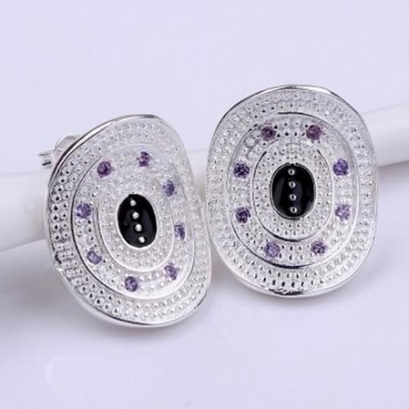 PAIR OF CHIC WOMEN'S BEAD EMBELLISHED EARRINGS (PURPLE)
