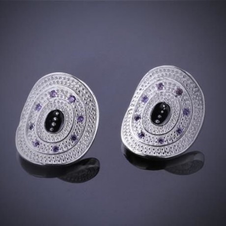 PAIR OF CHIC WOMEN'S BEAD EMBELLISHED EARRINGS (PURPLE)