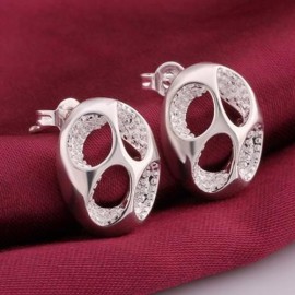SWEET HOLLOW OUT OVAL EARRINGS FOR WOMEN (SILVER)