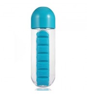Outdoor Portable Water Bottle with Pill Case (BLUE)