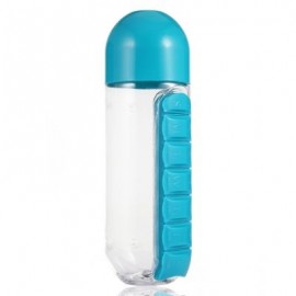 Outdoor Portable Water Bottle with Pill Case (BLUE)