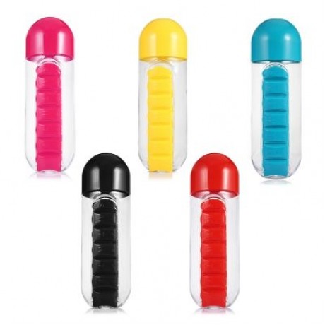 Outdoor Portable Water Bottle with Pill Case (BLUE)