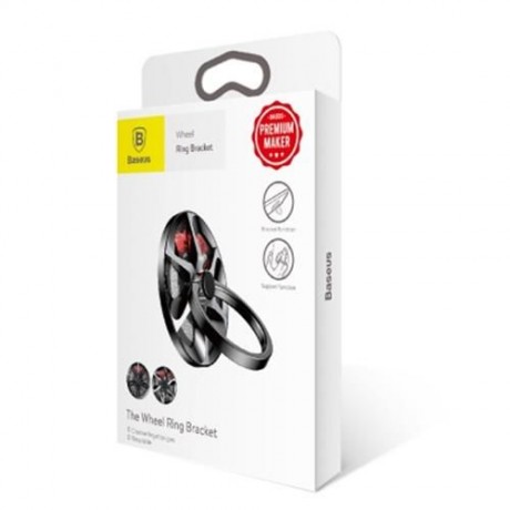 BASEUS 6 PIECES WHEEL RING BRACKET FINGER GRIP PHONE HOLDER (BLACK   SILVER)