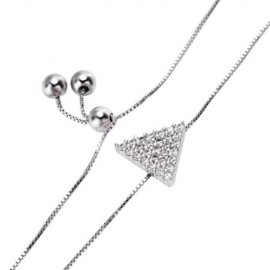 TRIANGLE RHINESTONE PLATED WOMEN CHAIN BRACELET (SILVER)