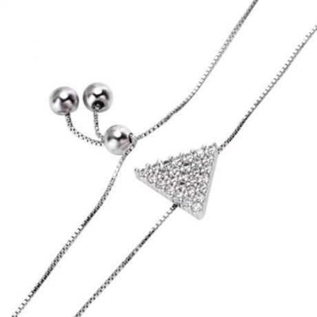 TRIANGLE RHINESTONE PLATED WOMEN CHAIN BRACELET (SILVER)