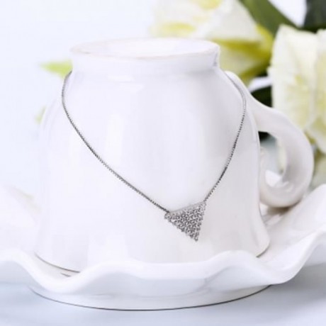 TRIANGLE RHINESTONE PLATED WOMEN CHAIN BRACELET (SILVER)