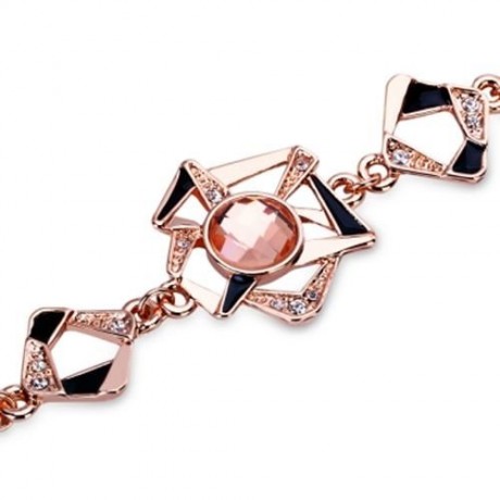 TRENDY GEOMETRIC RHINESTONE PLATED WOMEN BRACELET (GOLDEN)