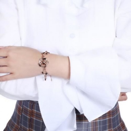 TRENDY GEOMETRIC RHINESTONE PLATED WOMEN BRACELET (GOLDEN)