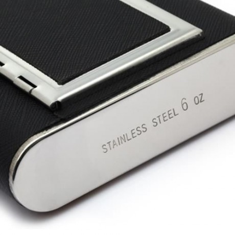 6OZ PORTABLE DUAL-PURPOSE STAINLESS STEEL FLAGON CIGARETTE CASE (SILVER AND BLACK)