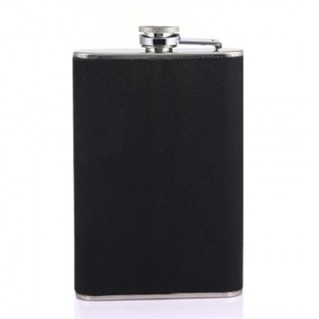 6OZ PORTABLE DUAL-PURPOSE STAINLESS STEEL FLAGON CIGARETTE CASE (SILVER AND BLACK)