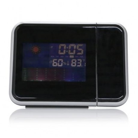 Digital Color Screen Projection Temperature Alarm Clock (BLACK)