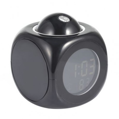 LCD Digital Projection Temperature  Alarm Clock (BLACK)