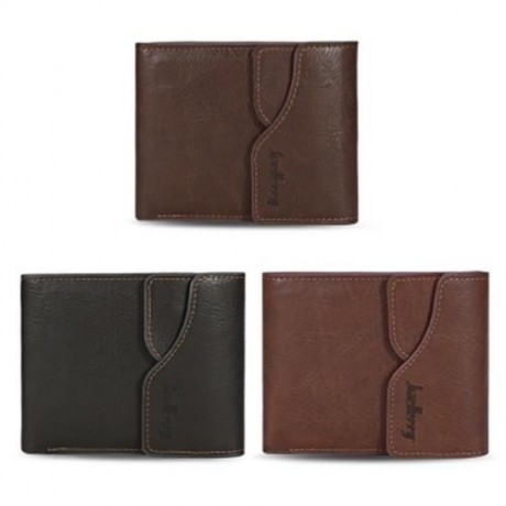 BAELLERRY MEN COIN POCKET PU LEATHER SHORT WALLET CARD HOLDER (ARMY GREEN)
