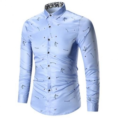 ARROW PRINTED BUTTON LONG SLEEVE SHIRT (BLUE)