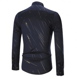 BUTTON UP LONG SLEEVE PRINTED SHIRT (CADETBLUE)