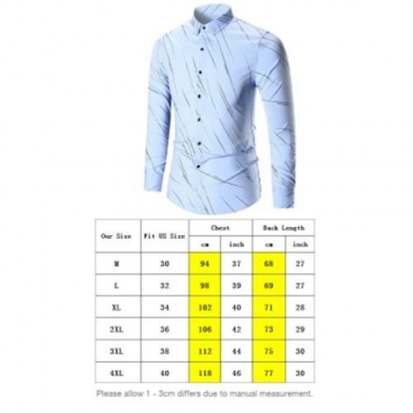 BUTTON UP LONG SLEEVE PRINTED SHIRT (BLUE)