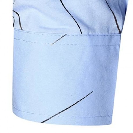 BUTTON UP LONG SLEEVE PRINTED SHIRT (BLUE)