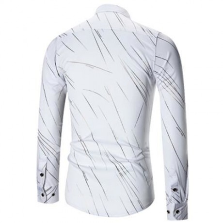 BUTTON UP LONG SLEEVE PRINTED SHIRT (WHITE)