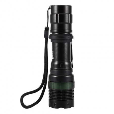 LED ZOOM ALUMINUM ALLOY RECHARGEABLE FLASHLIGHT (BLACK)