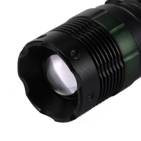 LED ZOOM ALUMINUM ALLOY RECHARGEABLE FLASHLIGHT (BLACK)