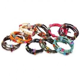 BOHEMIAN WOODEN BEAD DECORATION WOMEN WRAP BRACELET (PAPAYA)
