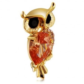 ZIRCON SHINNY RHINESTONES OWL SHAPE BROOCH WOMEN ACCESSORY (GOLDEN)