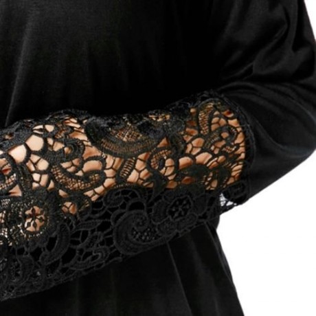 OFF THE SHOULDER LACE TRIM PLUS SIZE TOP (BLACK)