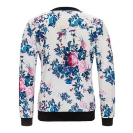 FLOWER PRINTED ZIPPERED JACKET (WHITE)