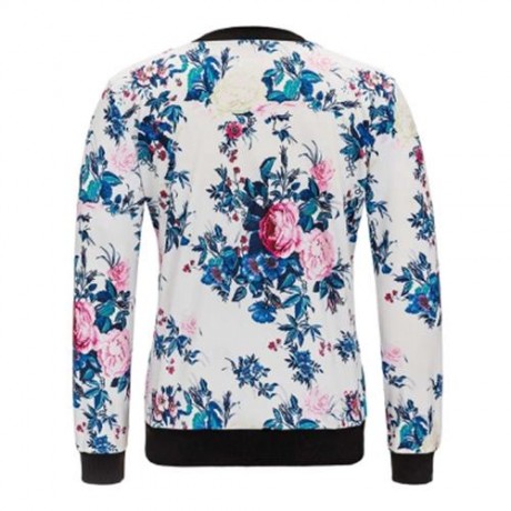 FLOWER PRINTED ZIPPERED JACKET (WHITE)