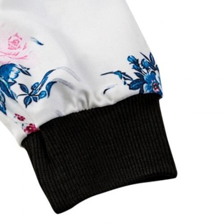 FLOWER PRINTED ZIPPERED JACKET (WHITE)