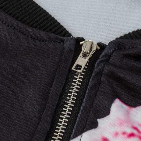ZIP UP CARNATION PRINT JACKET (BLACK)