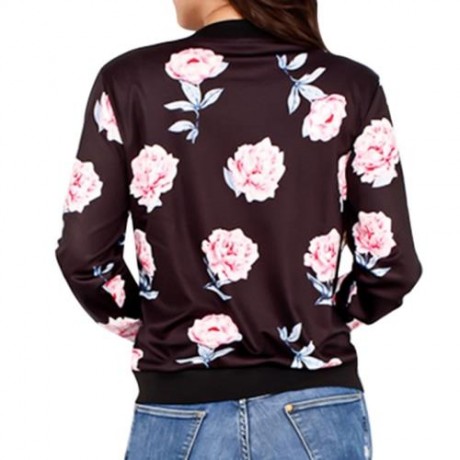 ZIP UP CARNATION PRINT JACKET (BLACK)