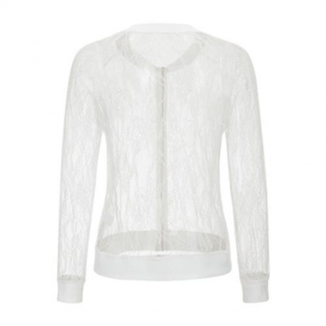 LACE ZIP UP SHEER JACKET (WHITE)