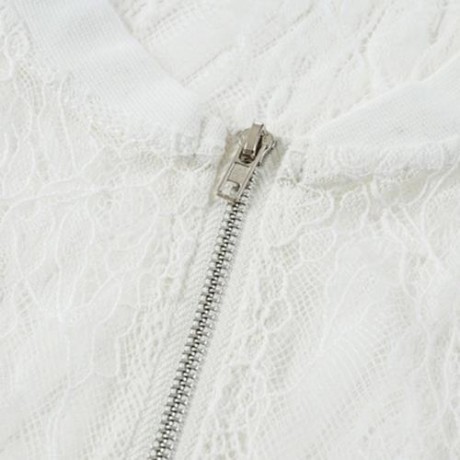 LACE ZIP UP SHEER JACKET (WHITE)