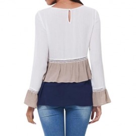 LAYERED FLOUNCE LACE INSERT LONG SLEEVE BLOUSE (WHITE)