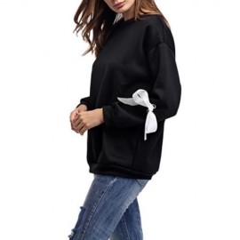 CREW NECK LACE UP BOWKNOT SWEATSHIRT (BLACK)